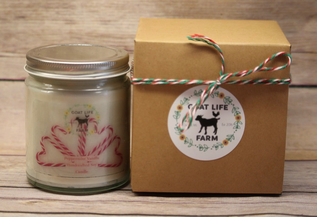 Scent of The season - Peppermint Vanilla Handcrafted soy candle